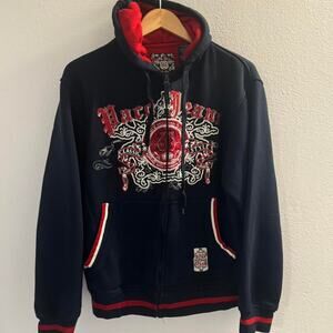 Y2K Paco Jeans Embroidered Graphic Full Zip Hoodie/Hooded Sweatshirt Small Rare!